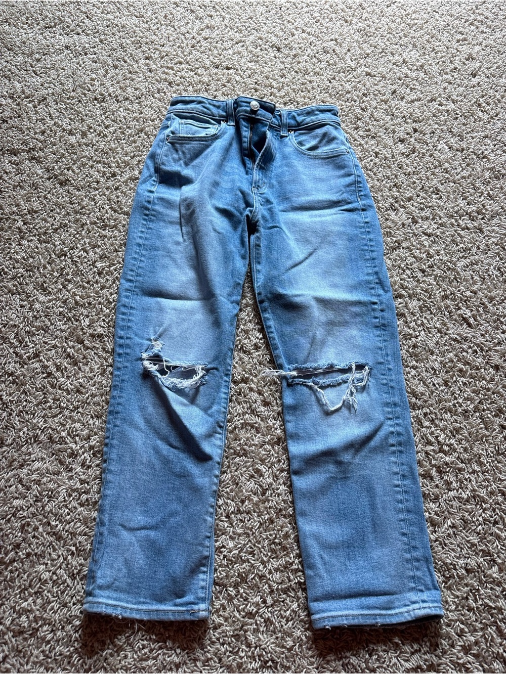 High-Rise Light Blue Distressed Women's Jeans